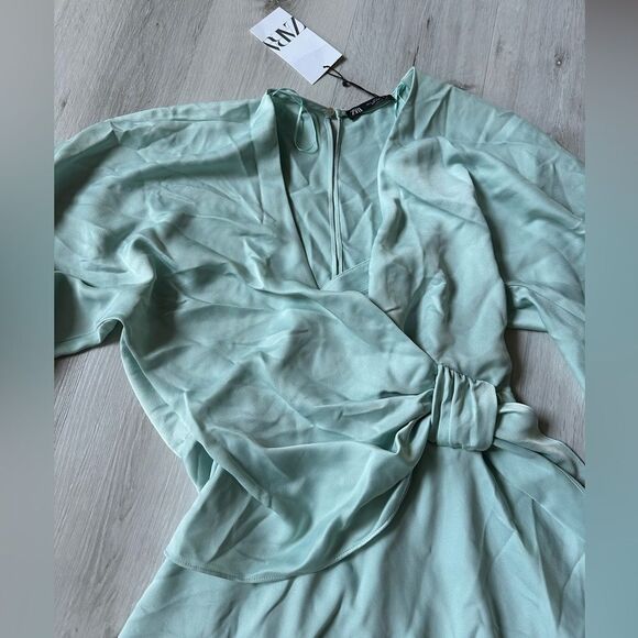 Zara Mint Green Wrap Dress - Picture 4 of 7